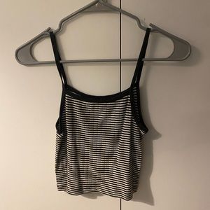 Stripped garage cropped tank top size small